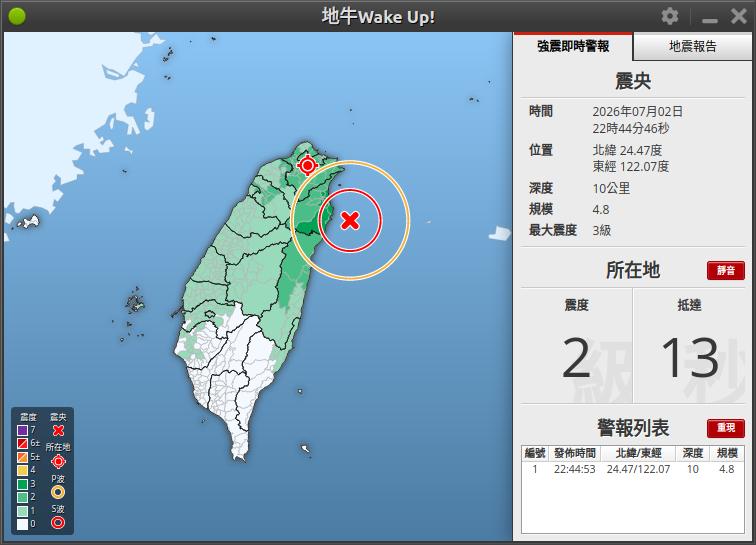 近期地震速報圖